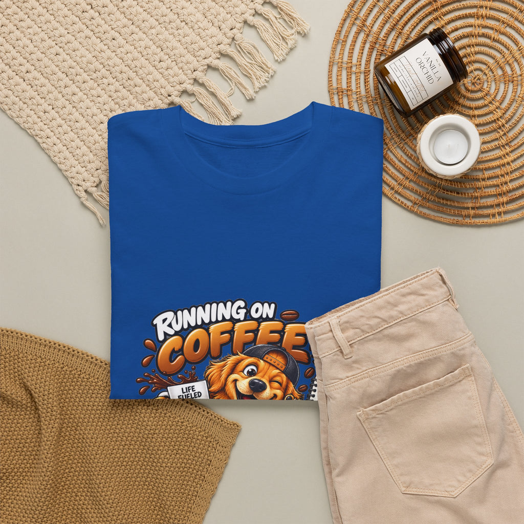 Coffee Chaos T-Shirt — "Running on Coffee, Chaos & Bad Decisions" Cute Dog Graphic Tee