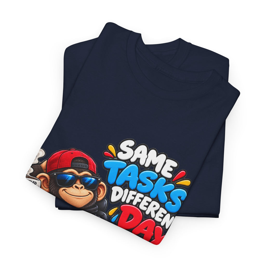T-Shirt - "Same Tasks Different Day" Relaxed Sloth Workday Graphic Tee