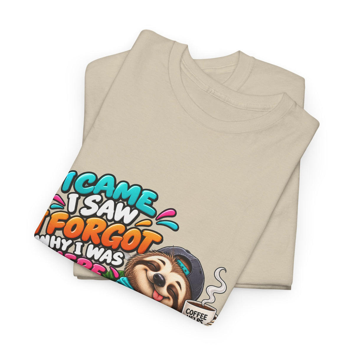 Sloth Puzzle T-Shirt — "I Came, I Saw, I Forgot What I Was Here" Relaxed Tee