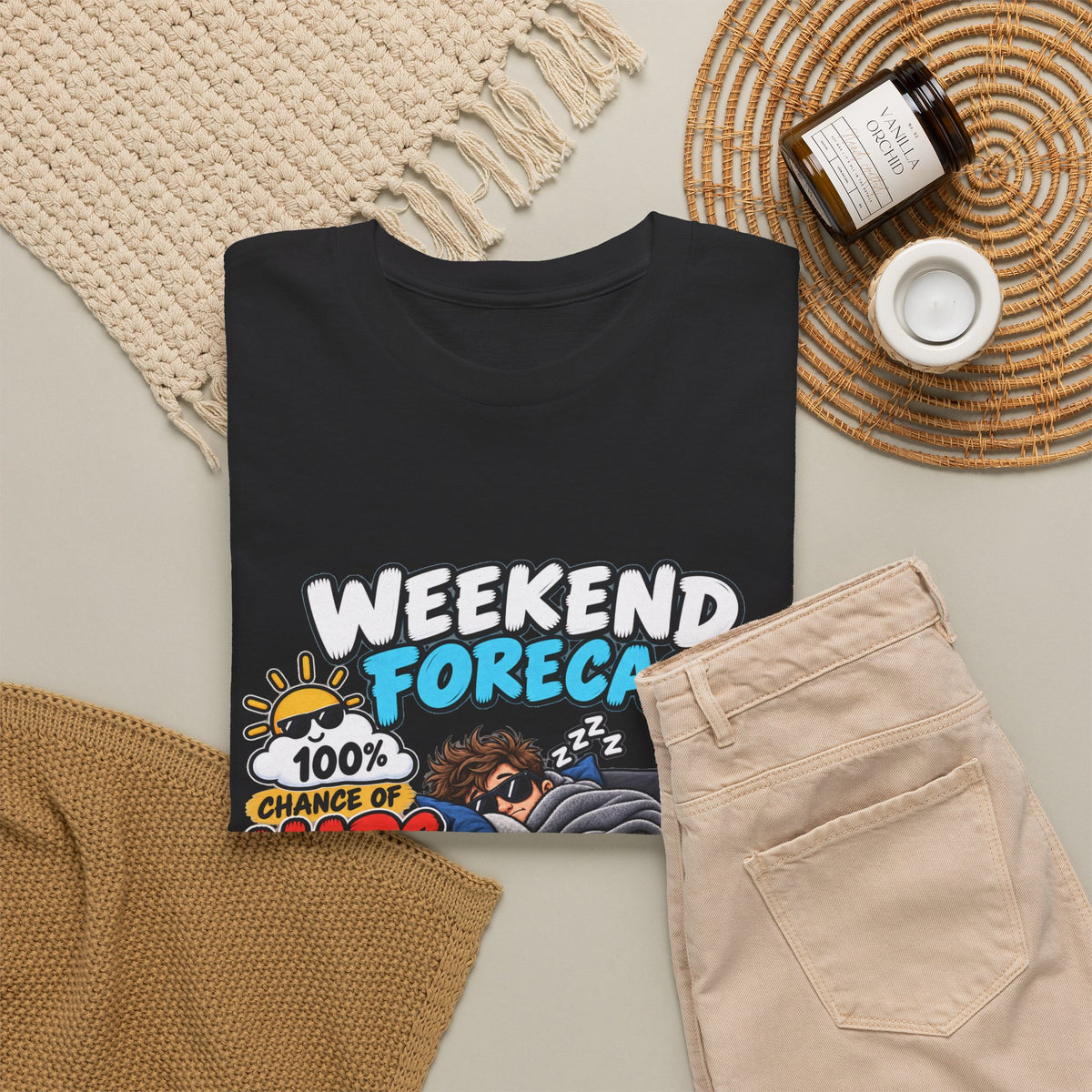 Weekend Forecast: 100% Naps T-Shirt — Funny Sleepy Weekend Tee