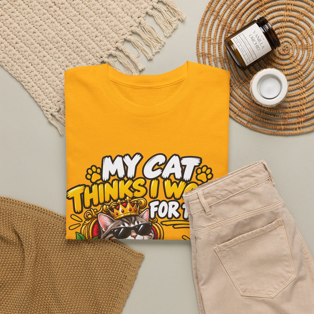My Cat Thinks I Work For Them T-Shirt — Cute Cat Lover Graphic Tee