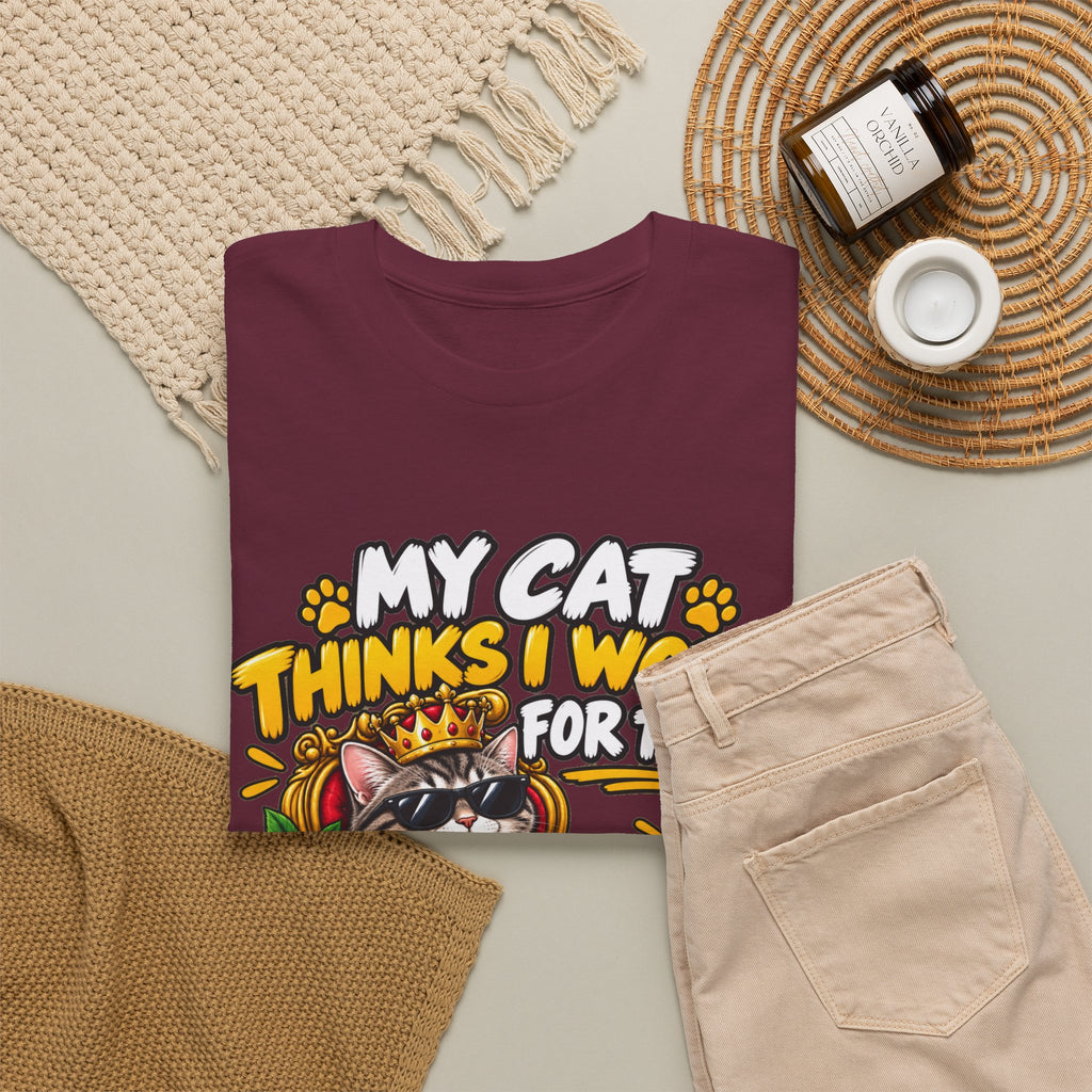 My Cat Thinks I Work For Them T-Shirt — Cute Cat Lover Graphic Tee