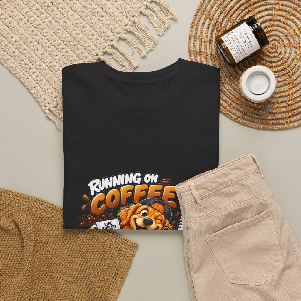 Coffee Chaos T-Shirt — "Running on Coffee, Chaos & Bad Decisions" Cute Dog Graphic Tee