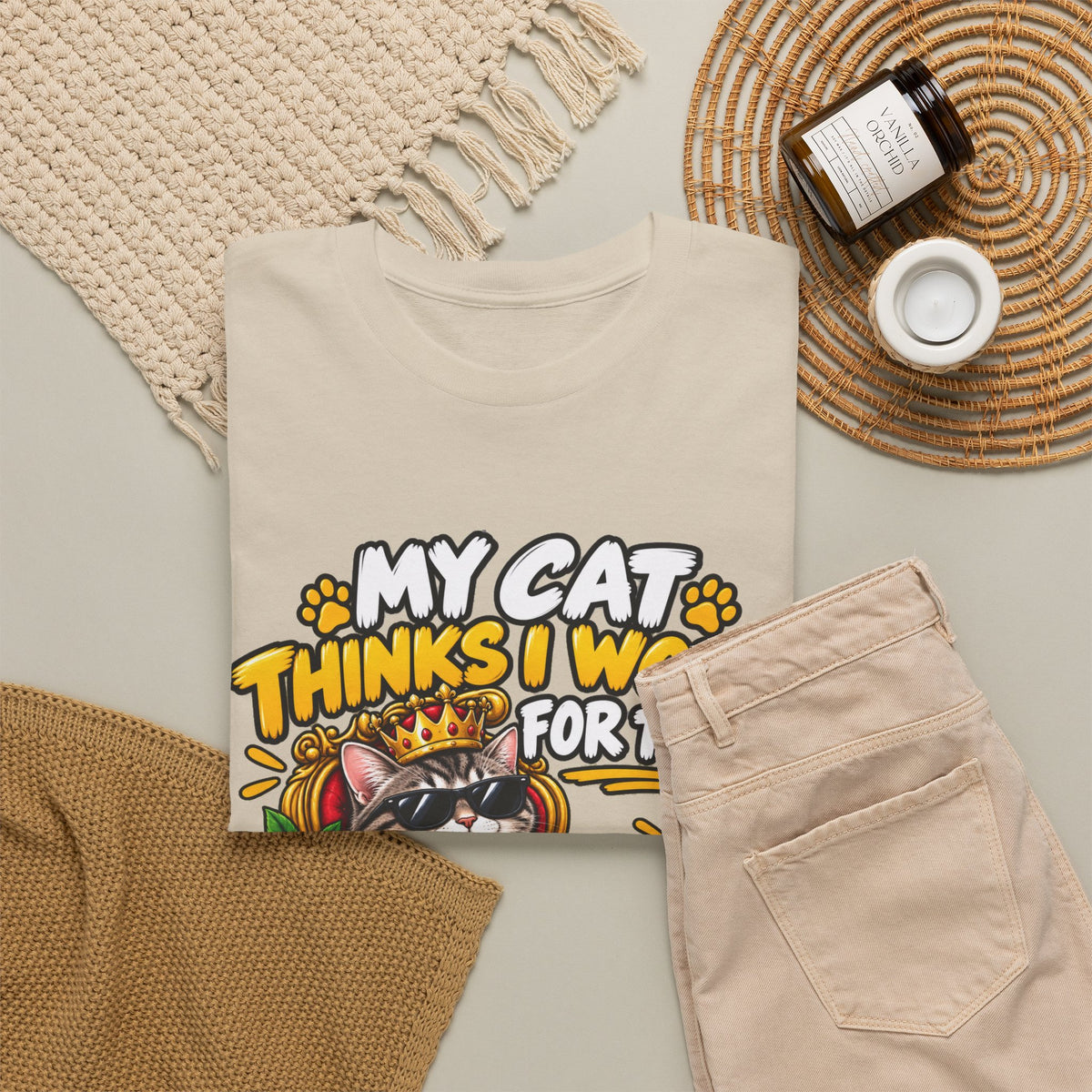 My Cat Thinks I Work For Them T-Shirt — Cute Cat Lover Graphic Tee