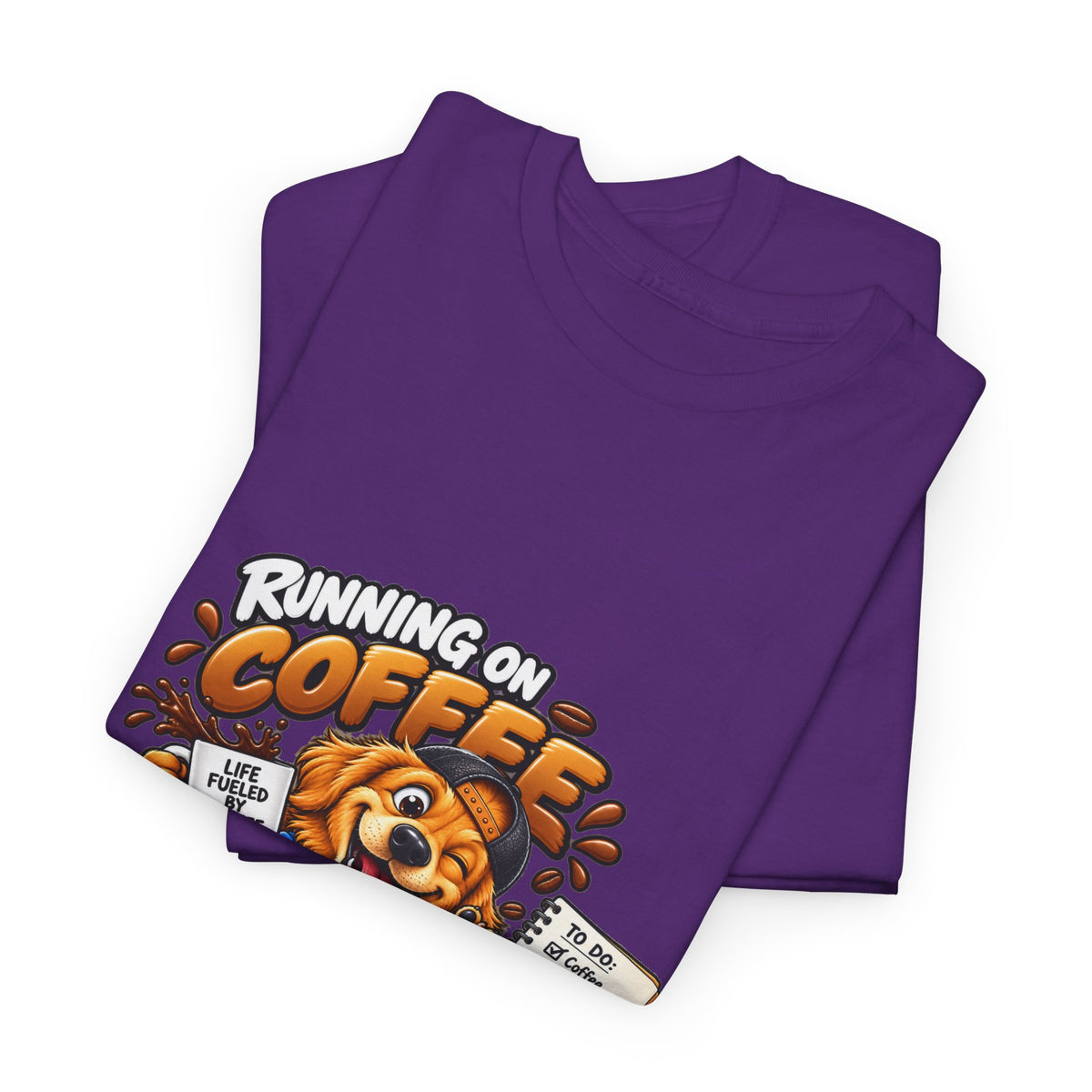 Coffee Chaos T-Shirt — "Running on Coffee, Chaos & Bad Decisions" Cute Dog Graphic Tee