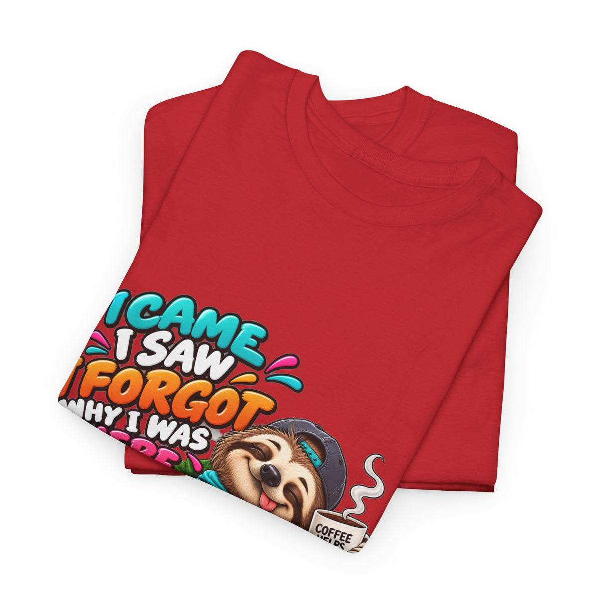 Sloth Puzzle T-Shirt — "I Came, I Saw, I Forgot What I Was Here" Relaxed Tee