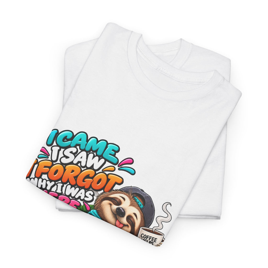 Sloth Puzzle T-Shirt — "I Came, I Saw, I Forgot What I Was Here" Relaxed Tee