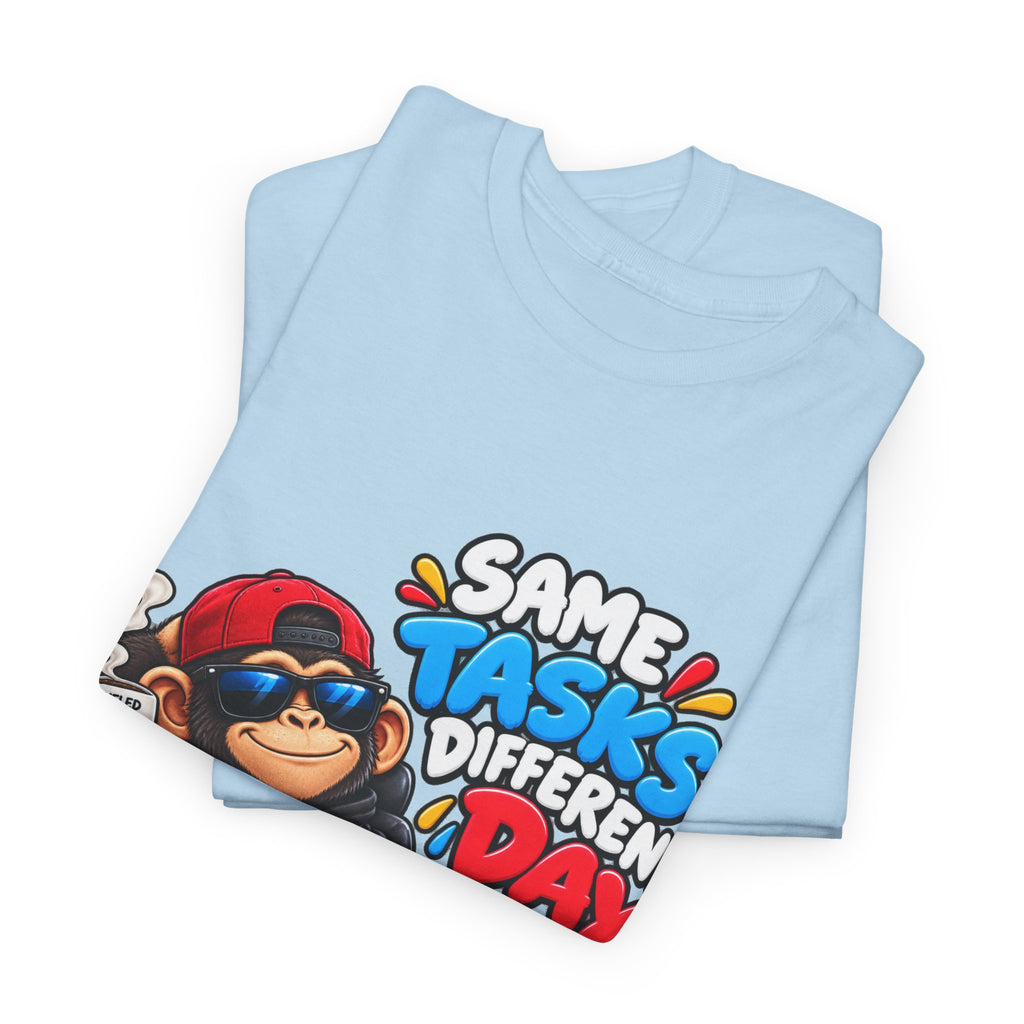 T-Shirt - "Same Tasks Different Day" Relaxed Sloth Workday Graphic Tee