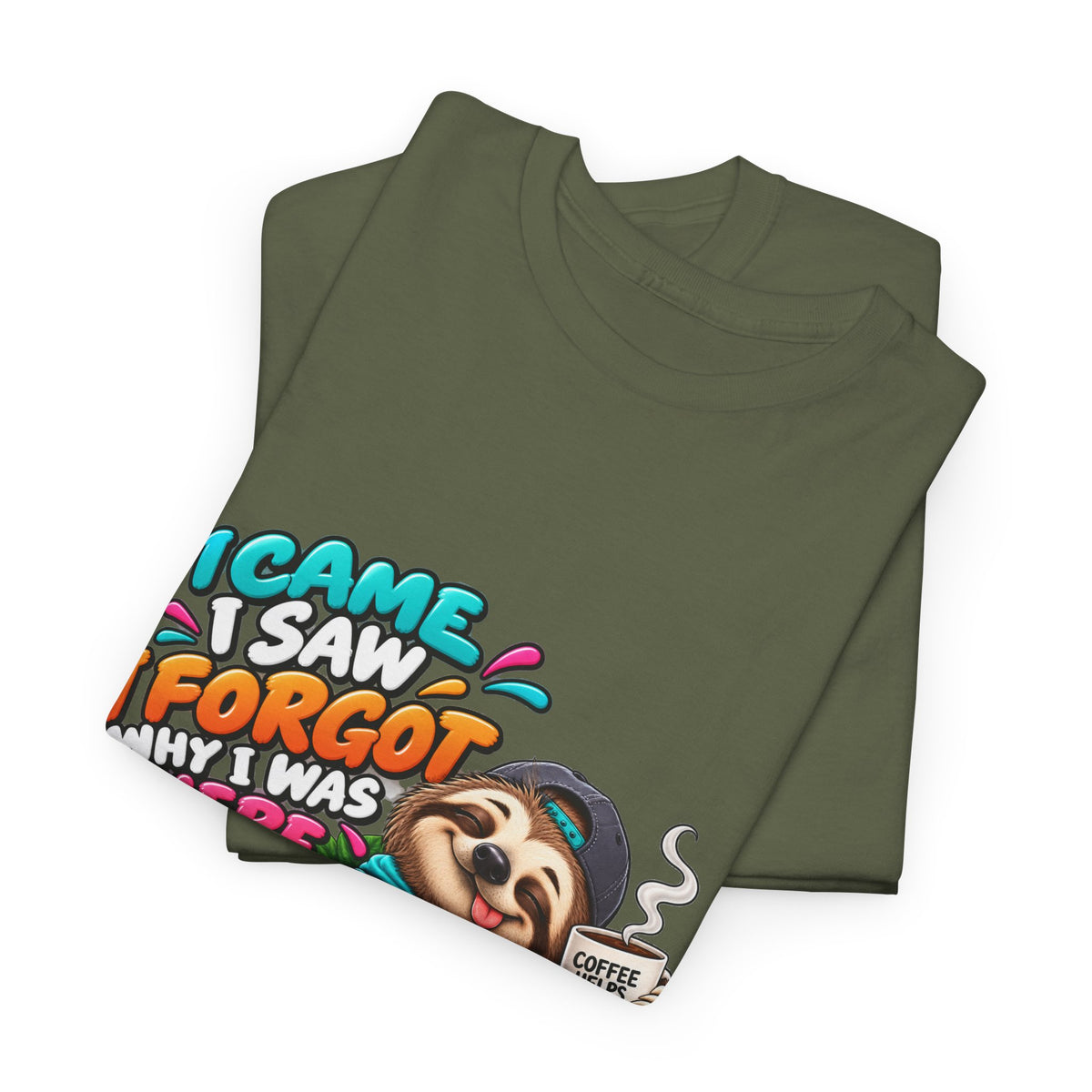 Sloth Puzzle T-Shirt — "I Came, I Saw, I Forgot What I Was Here" Relaxed Tee