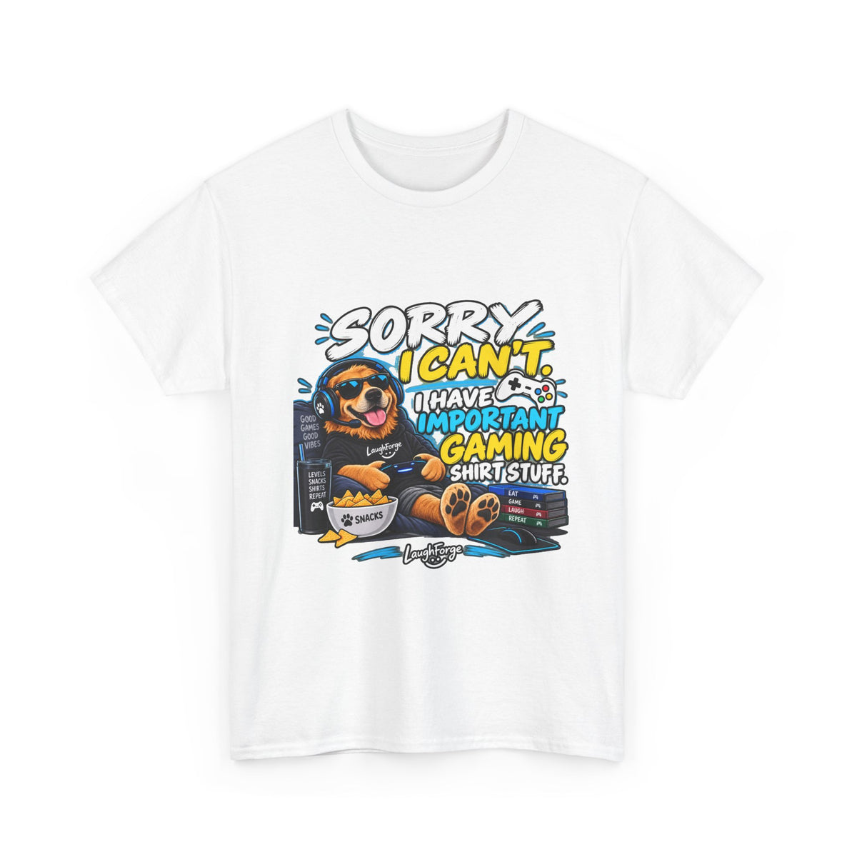 Gaming Dog T‑Shirt — "Sorry I Can’t, I Have Important Gaming Shirtstuff" Funny Gamer Tee