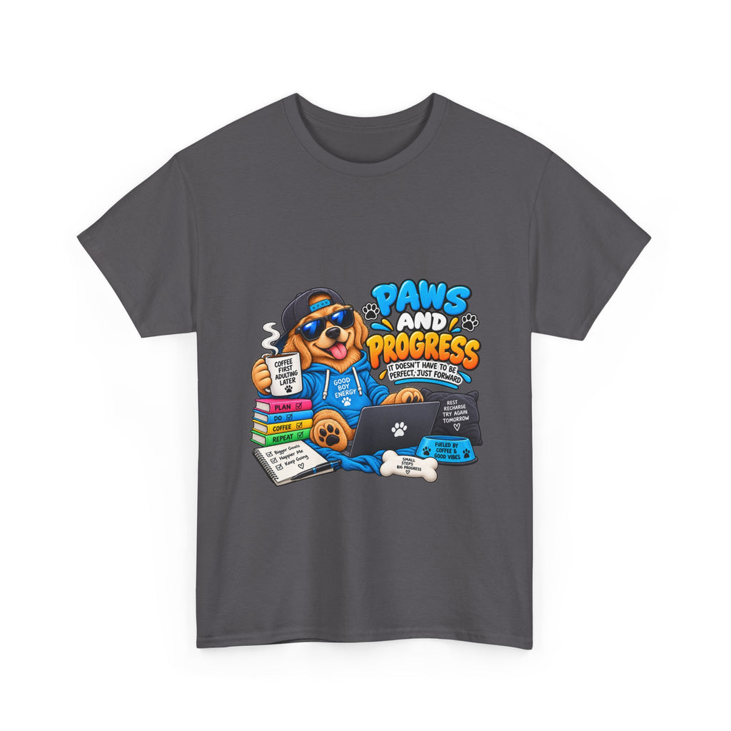 Paws and Progress Tee — Cute Studying Dog Graphic T-Shirt