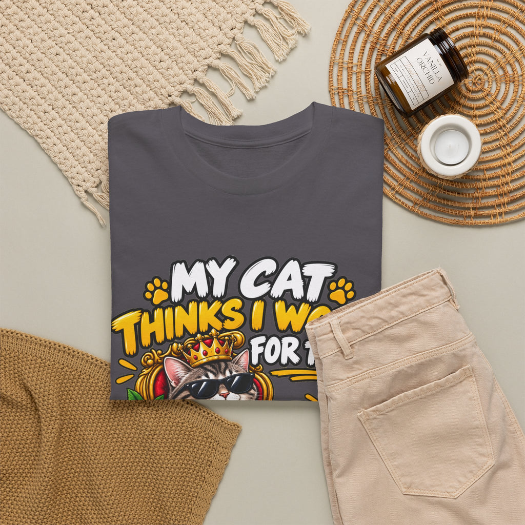 My Cat Thinks I Work For Them T-Shirt — Cute Cat Lover Graphic Tee
