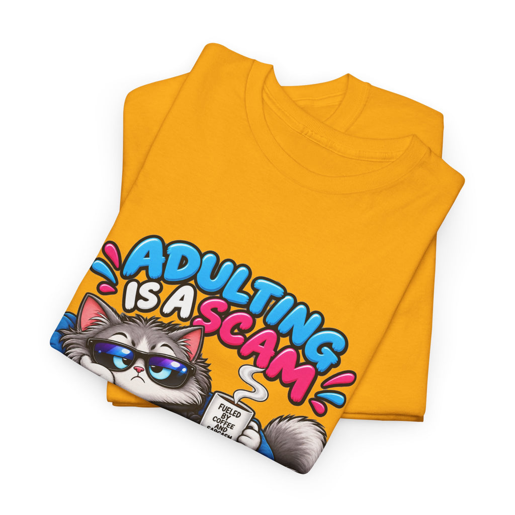 Adulting Is a Scam Cat T-Shirt — I Prefer Naps Instead Funny Graphic Tee