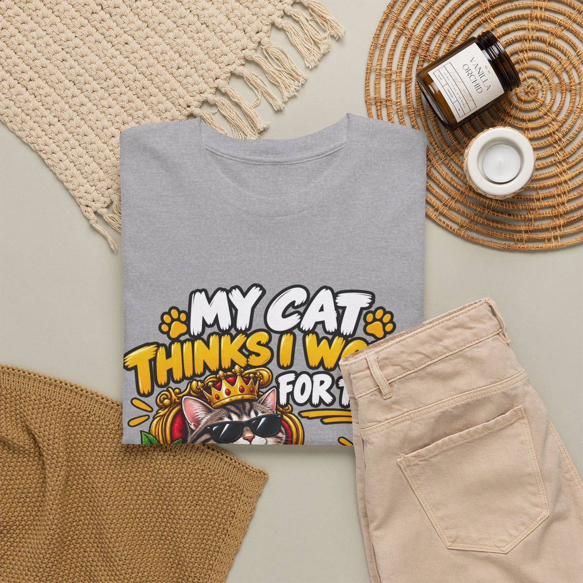 My Cat Thinks I Work For Them T-Shirt — Cute Cat Lover Graphic Tee