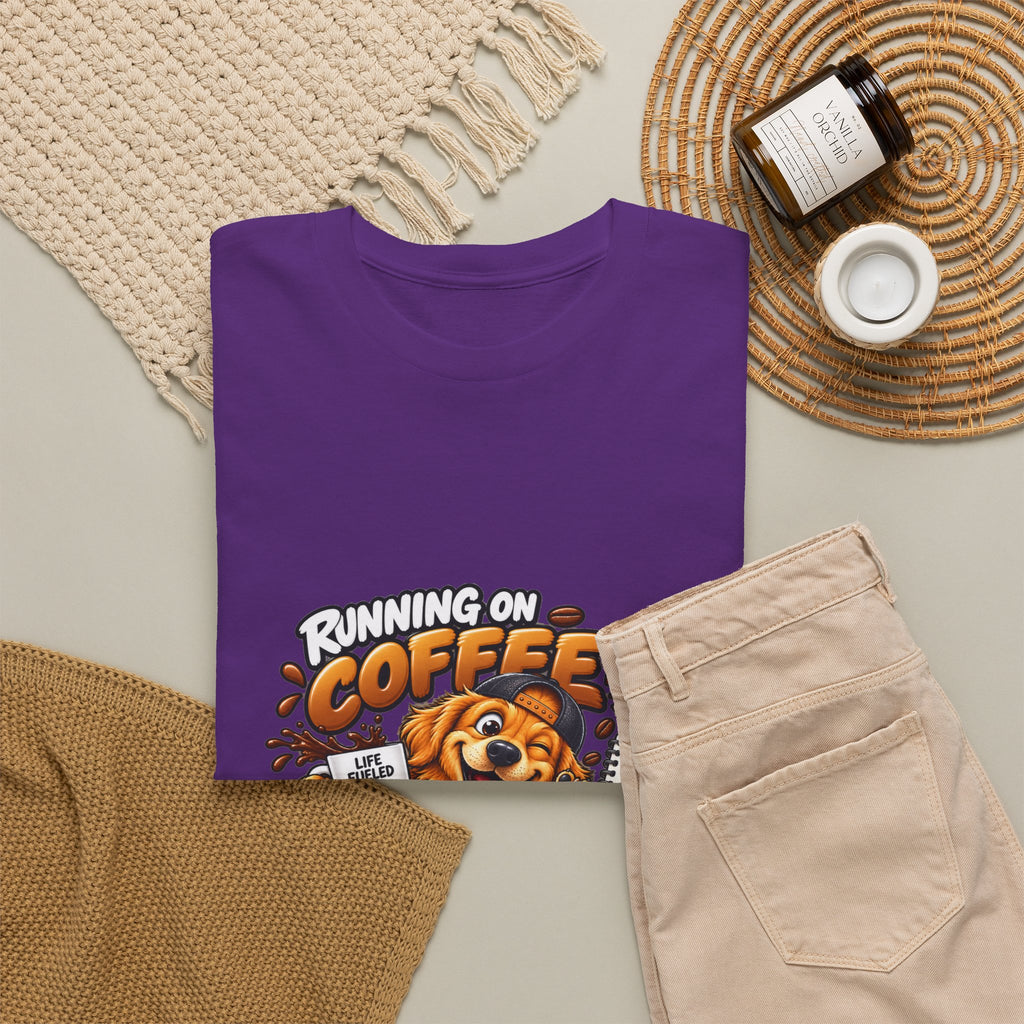 Coffee Chaos T-Shirt — "Running on Coffee, Chaos & Bad Decisions" Cute Dog Graphic Tee