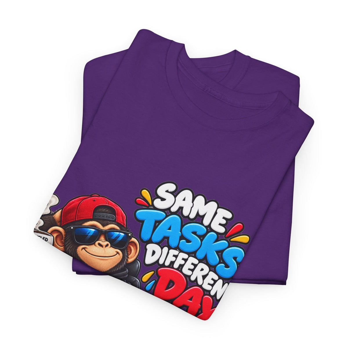 T-Shirt - "Same Tasks Different Day" Relaxed Sloth Workday Graphic Tee