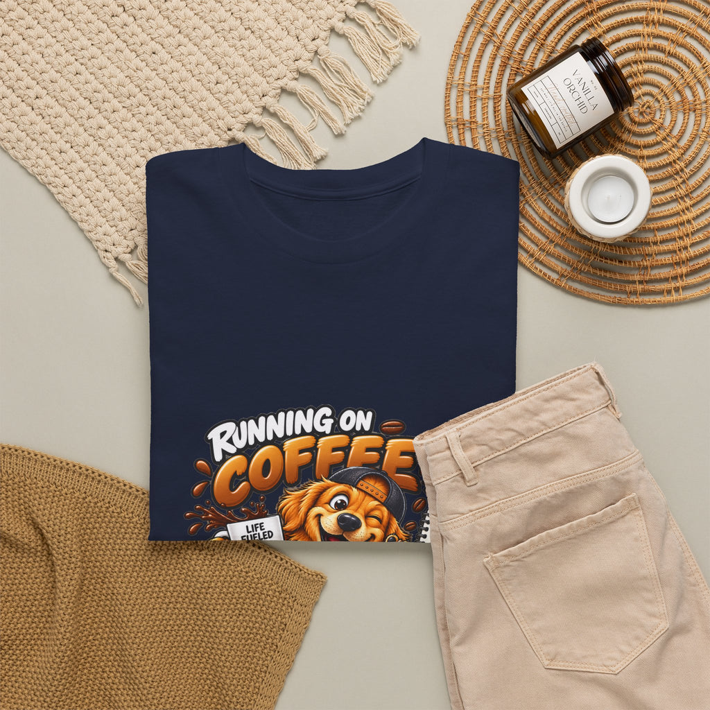 Coffee Chaos T-Shirt — "Running on Coffee, Chaos & Bad Decisions" Cute Dog Graphic Tee