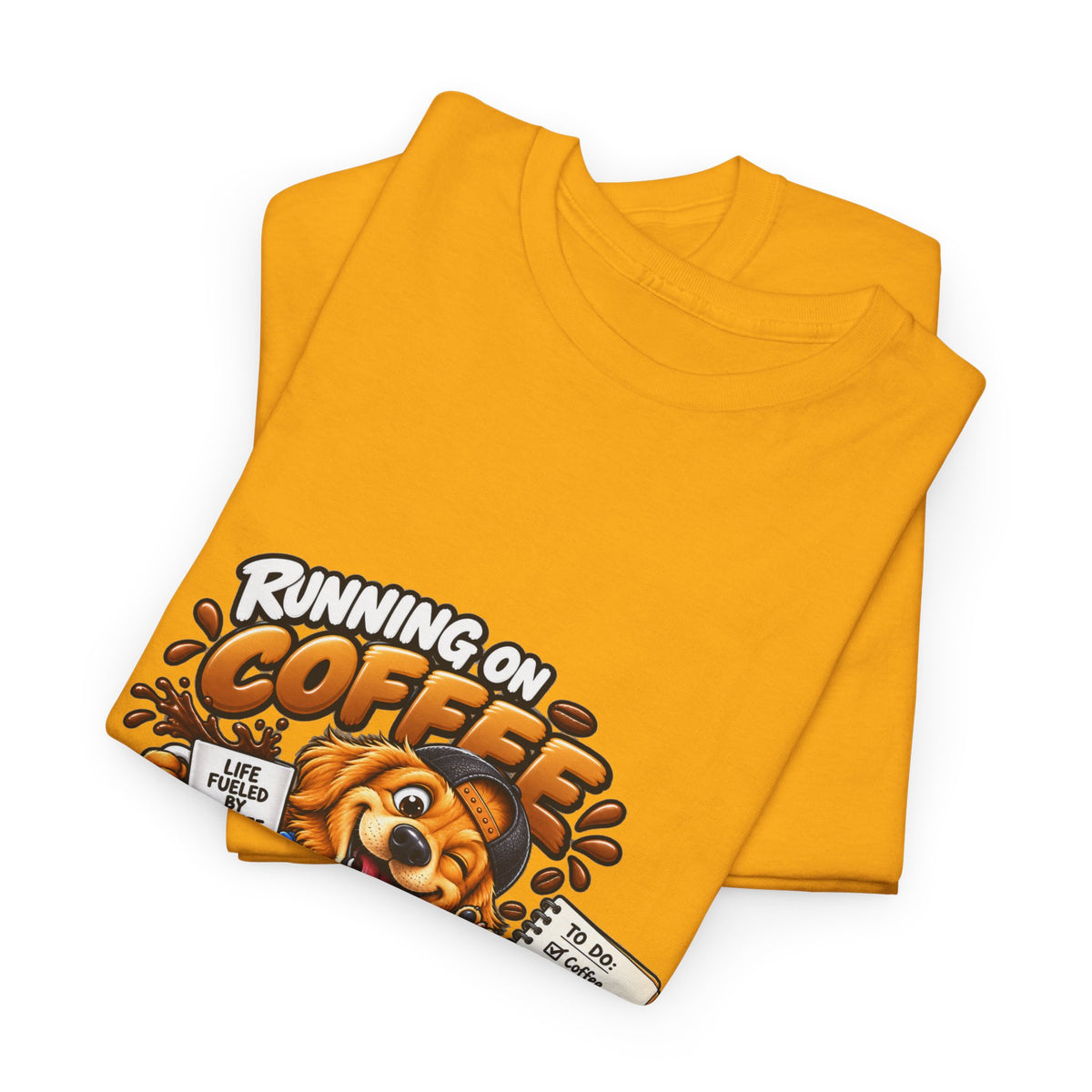 Coffee Chaos T-Shirt — "Running on Coffee, Chaos & Bad Decisions" Cute Dog Graphic Tee