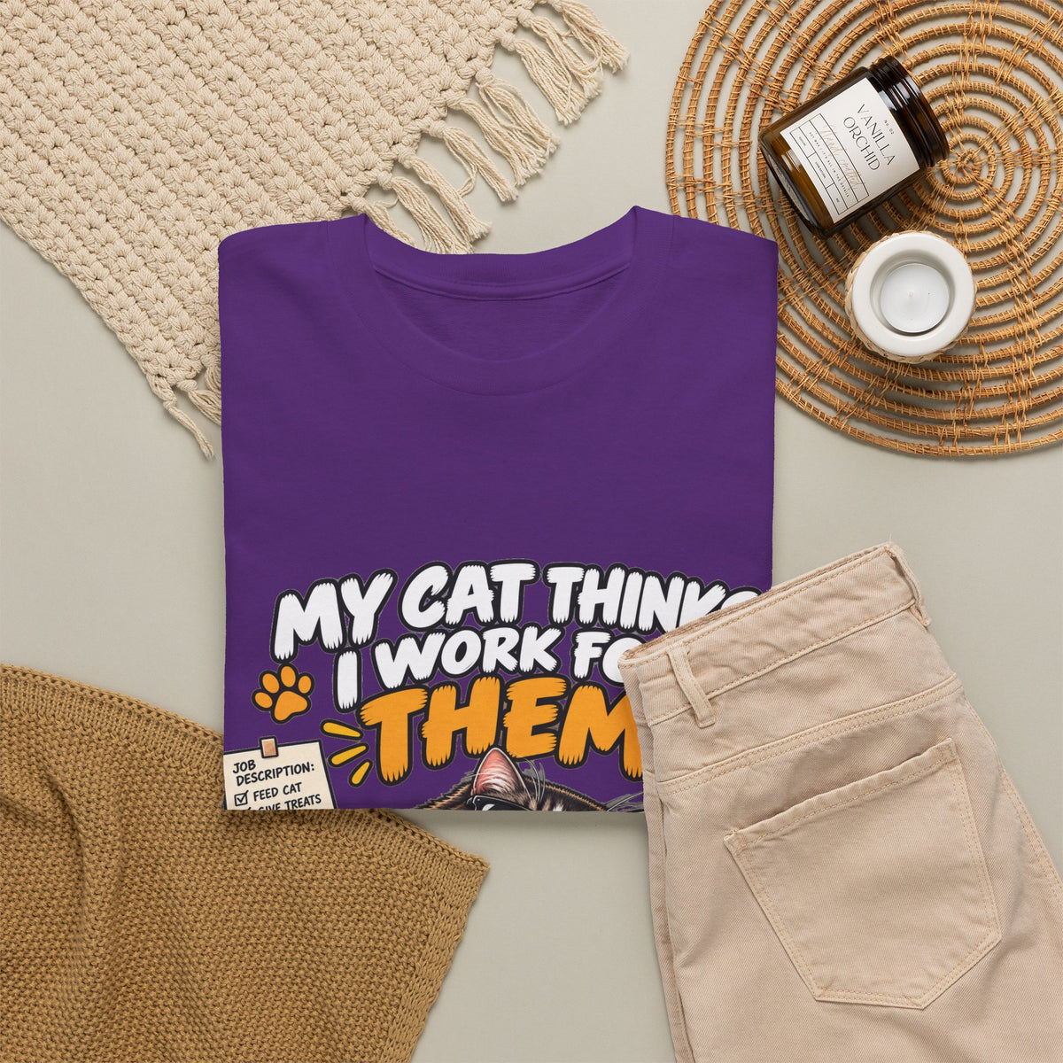My Cat Thinks I Work For Them T-Shirt — Funny Cat Lover Tee