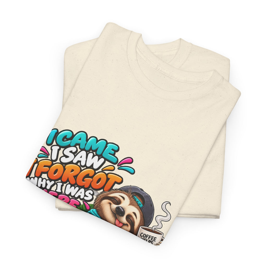 Sloth Puzzle T-Shirt — "I Came, I Saw, I Forgot What I Was Here" Relaxed Tee