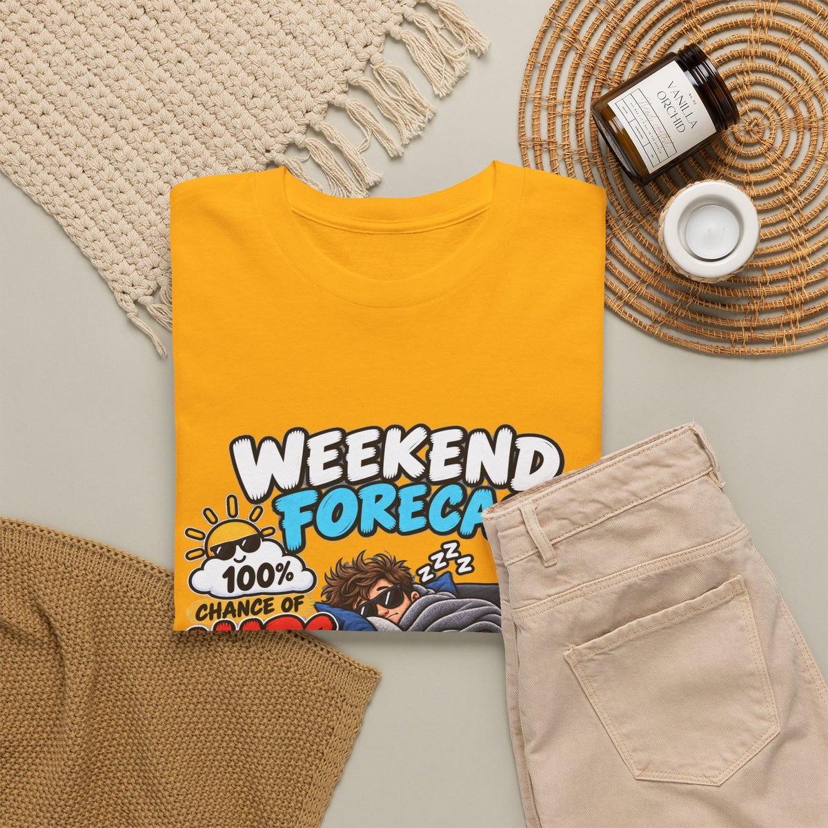 Weekend Forecast: 100% Naps T-Shirt — Funny Sleepy Weekend Tee