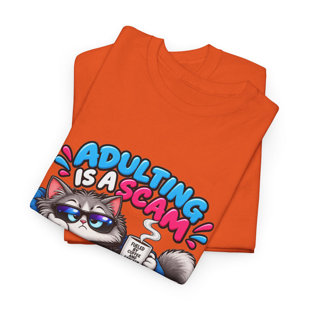 Adulting Is a Scam Cat T-Shirt — I Prefer Naps Instead Funny Graphic Tee