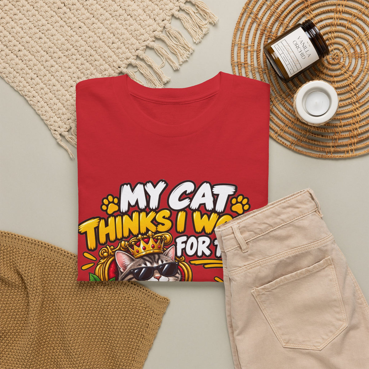 My Cat Thinks I Work For Them T-Shirt — Cute Cat Lover Graphic Tee