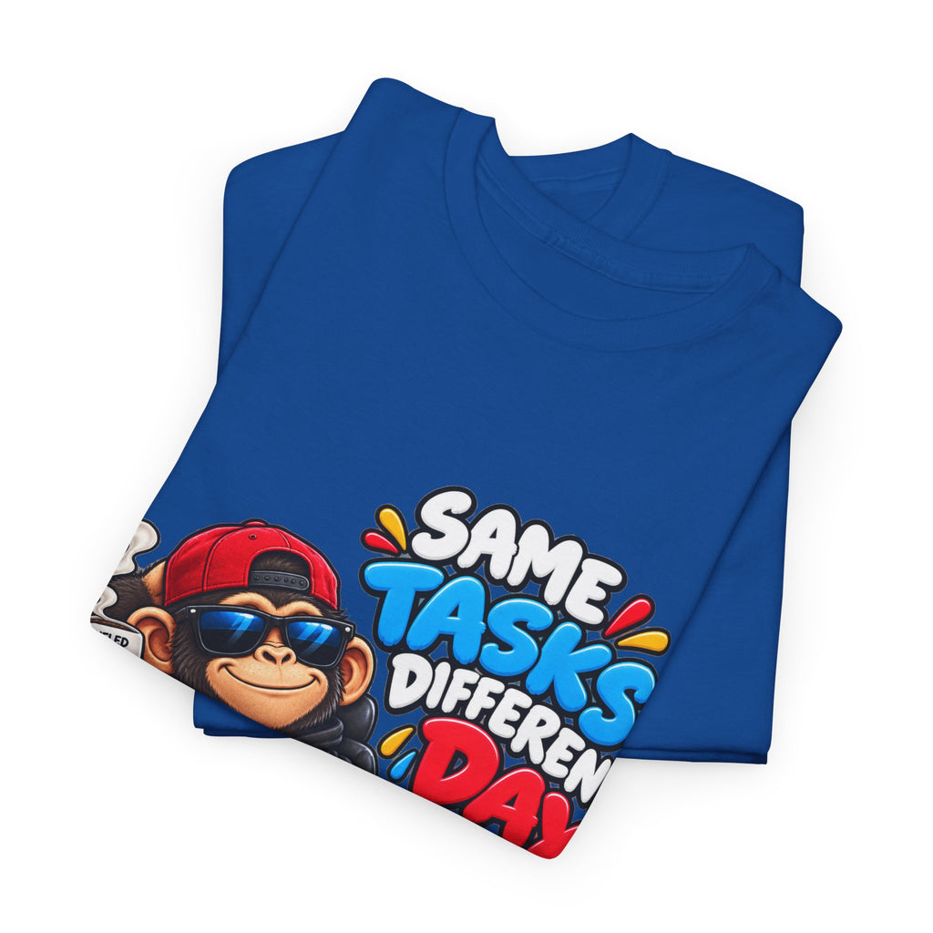 T-Shirt - "Same Tasks Different Day" Relaxed Sloth Workday Graphic Tee