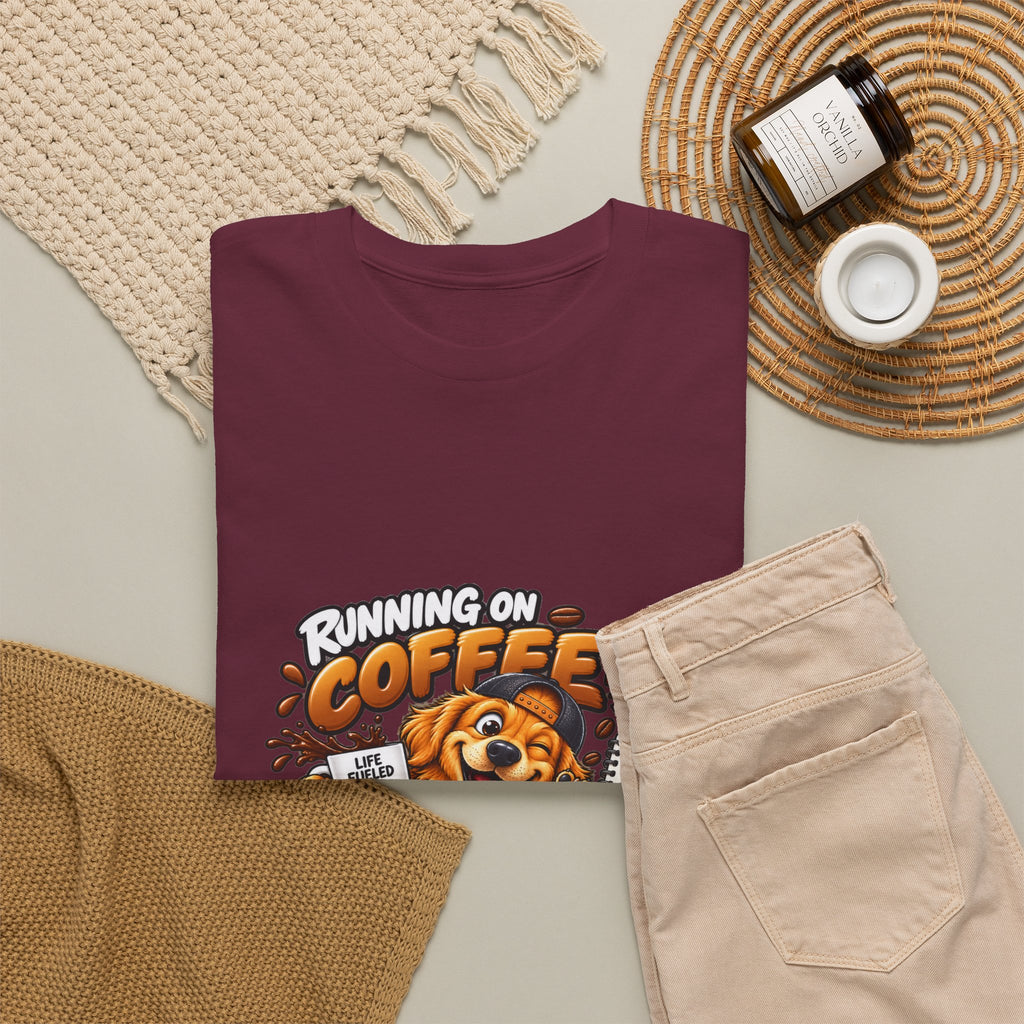 Coffee Chaos T-Shirt — "Running on Coffee, Chaos & Bad Decisions" Cute Dog Graphic Tee