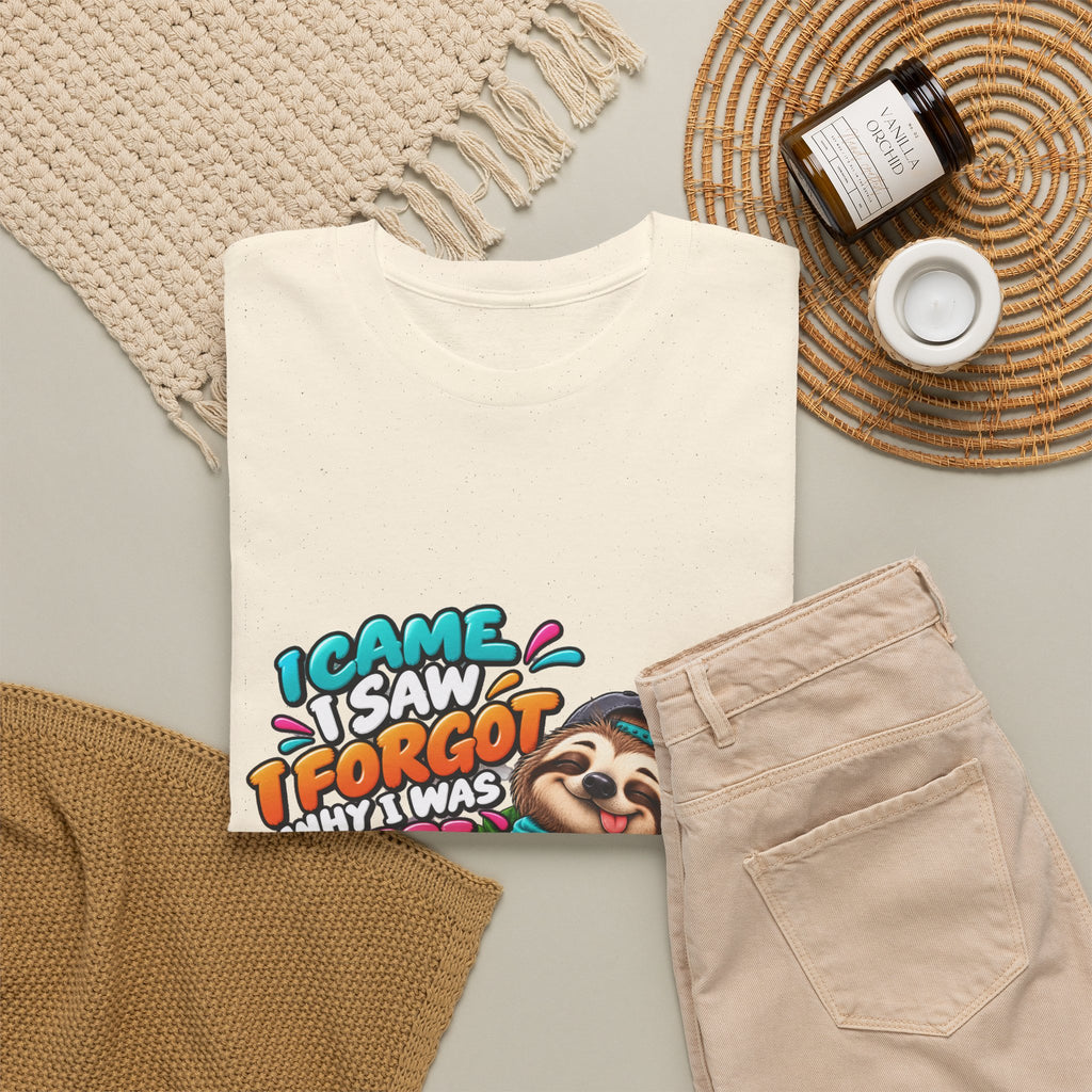 Sloth Puzzle T-Shirt — "I Came, I Saw, I Forgot What I Was Here" Relaxed Tee