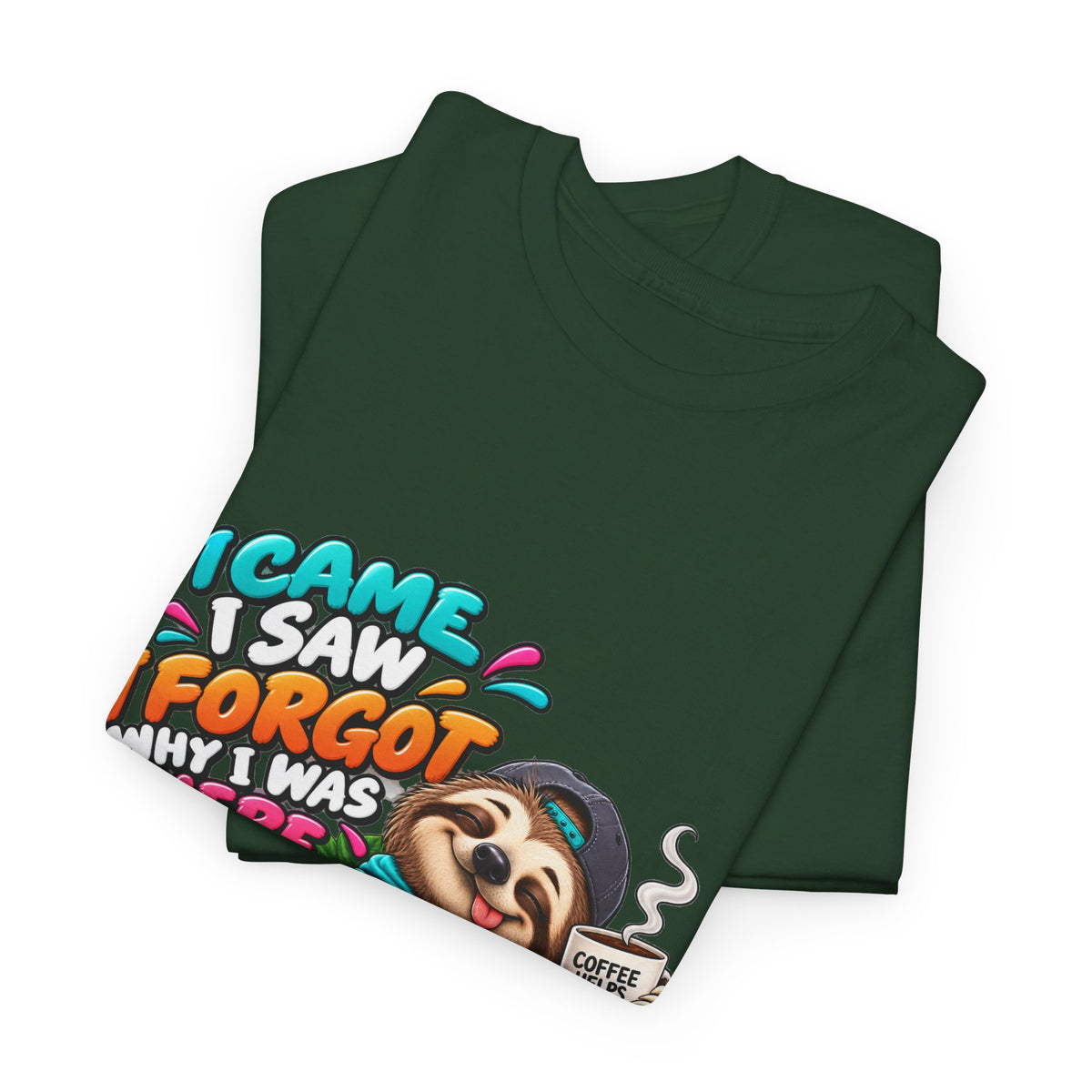 Sloth Puzzle T-Shirt — "I Came, I Saw, I Forgot What I Was Here" Relaxed Tee
