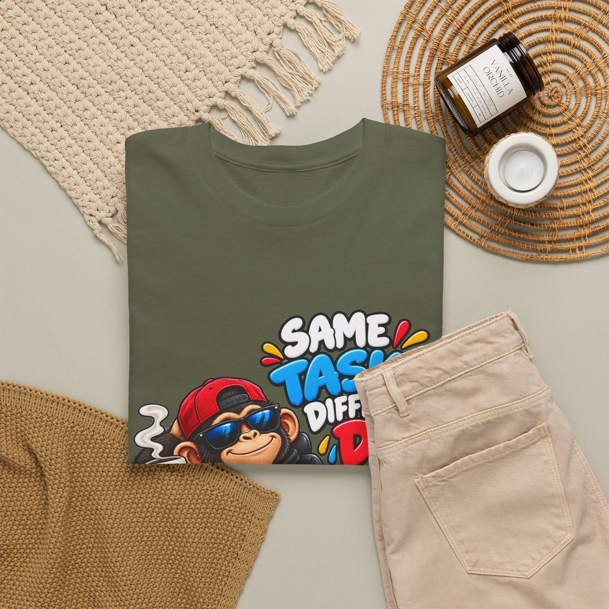 T-Shirt - "Same Tasks Different Day" Relaxed Sloth Workday Graphic Tee