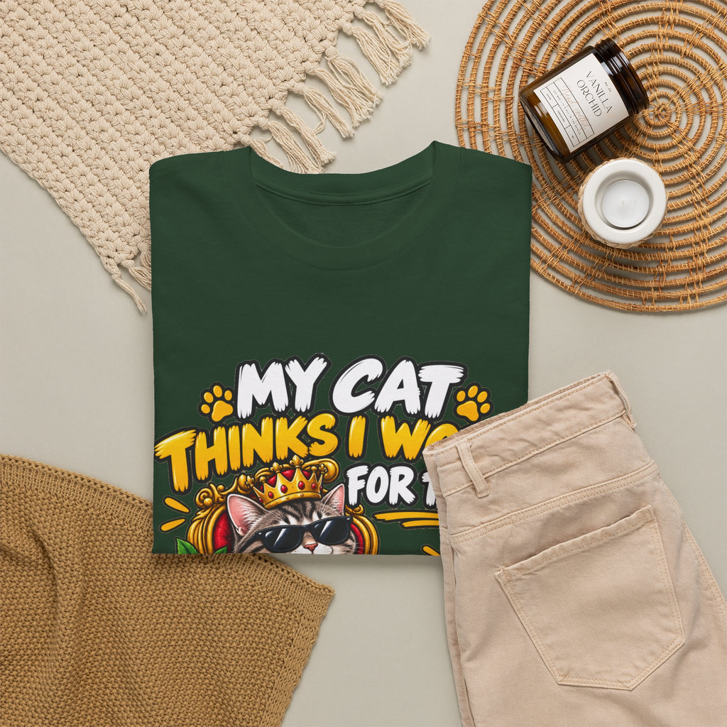 My Cat Thinks I Work For Them T-Shirt — Cute Cat Lover Graphic Tee