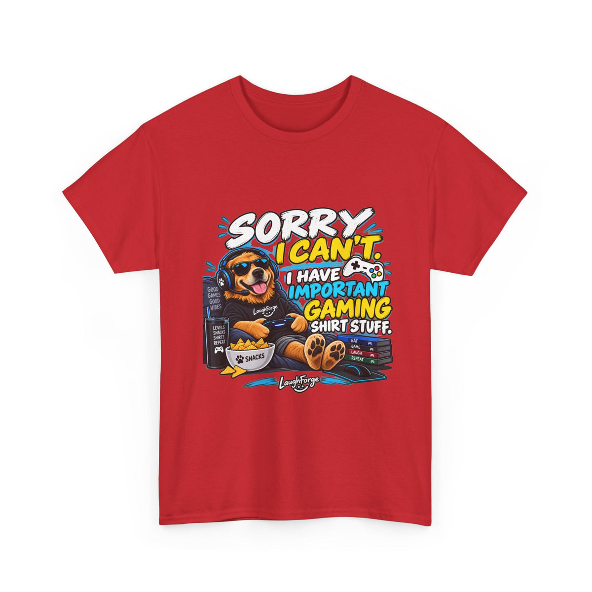 Gaming Dog T‑Shirt — "Sorry I Can’t, I Have Important Gaming Shirtstuff" Funny Gamer Tee
