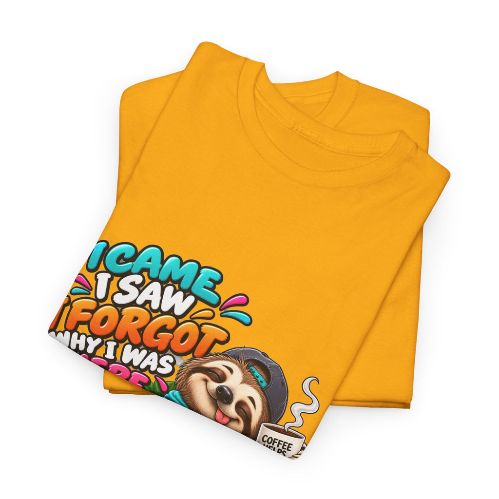 Sloth Puzzle T-Shirt — "I Came, I Saw, I Forgot What I Was Here" Relaxed Tee