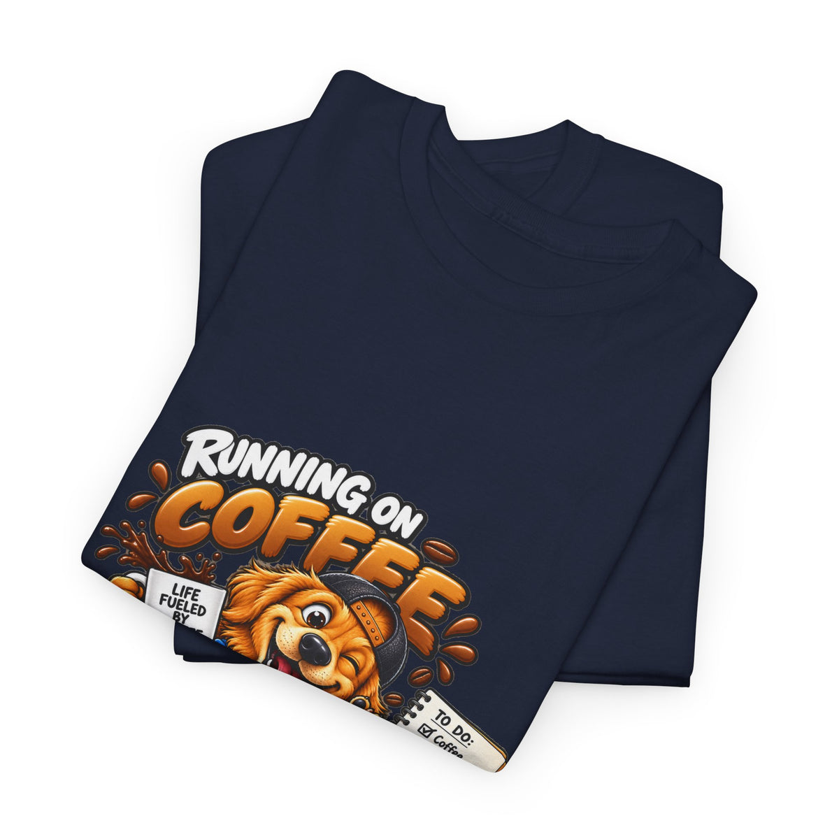 Coffee Chaos T-Shirt — "Running on Coffee, Chaos & Bad Decisions" Cute Dog Graphic Tee
