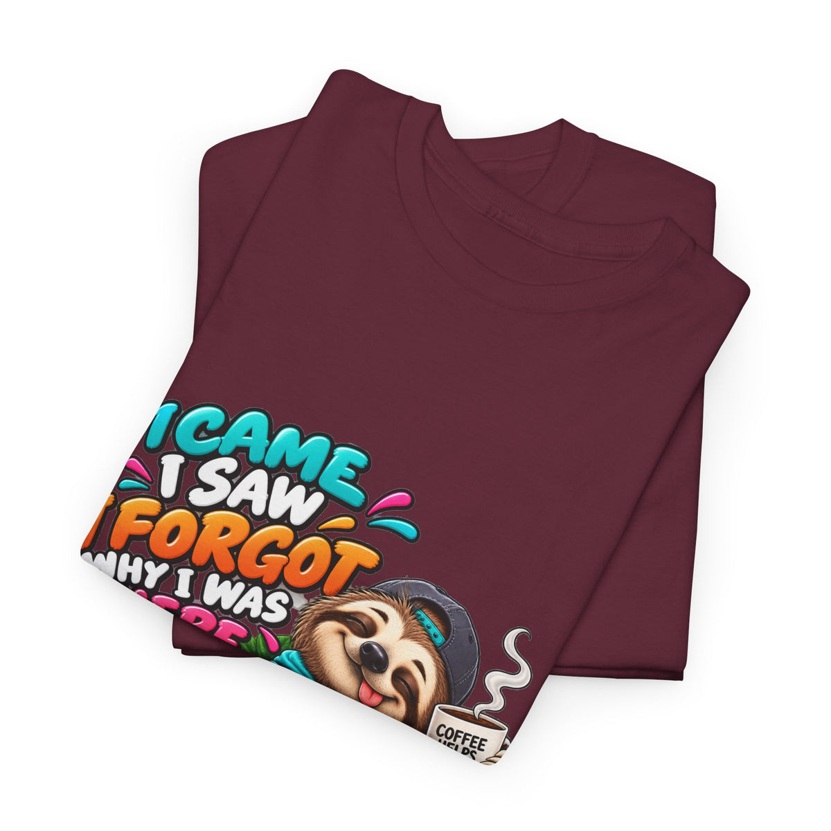 Sloth Puzzle T-Shirt — "I Came, I Saw, I Forgot What I Was Here" Relaxed Tee
