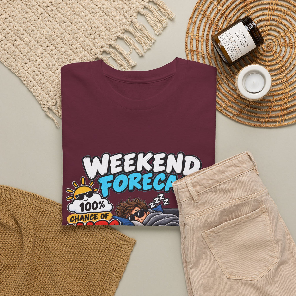 Weekend Forecast: 100% Naps T-Shirt — Funny Sleepy Weekend Tee