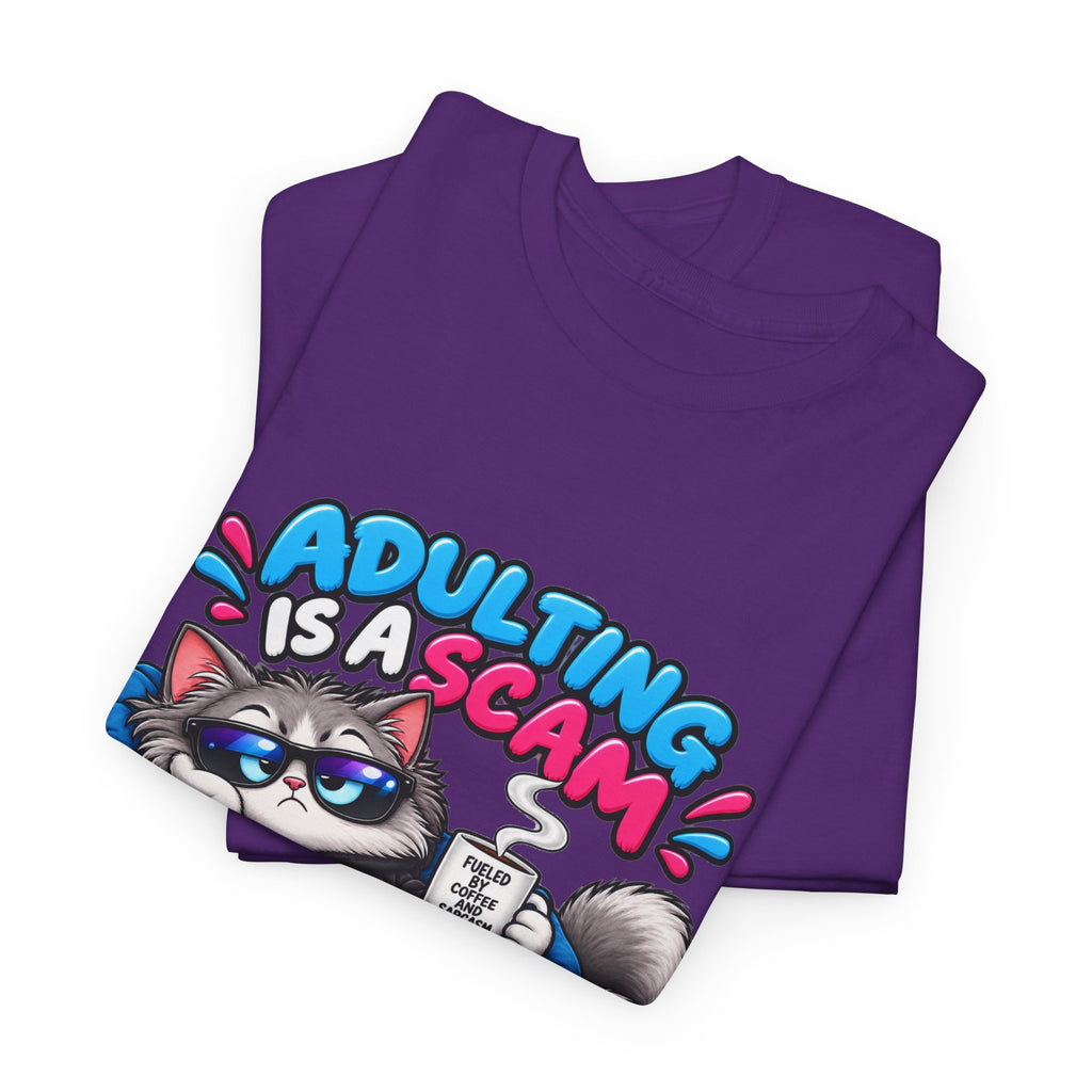 Adulting Is a Scam Cat T-Shirt — I Prefer Naps Instead Funny Graphic Tee