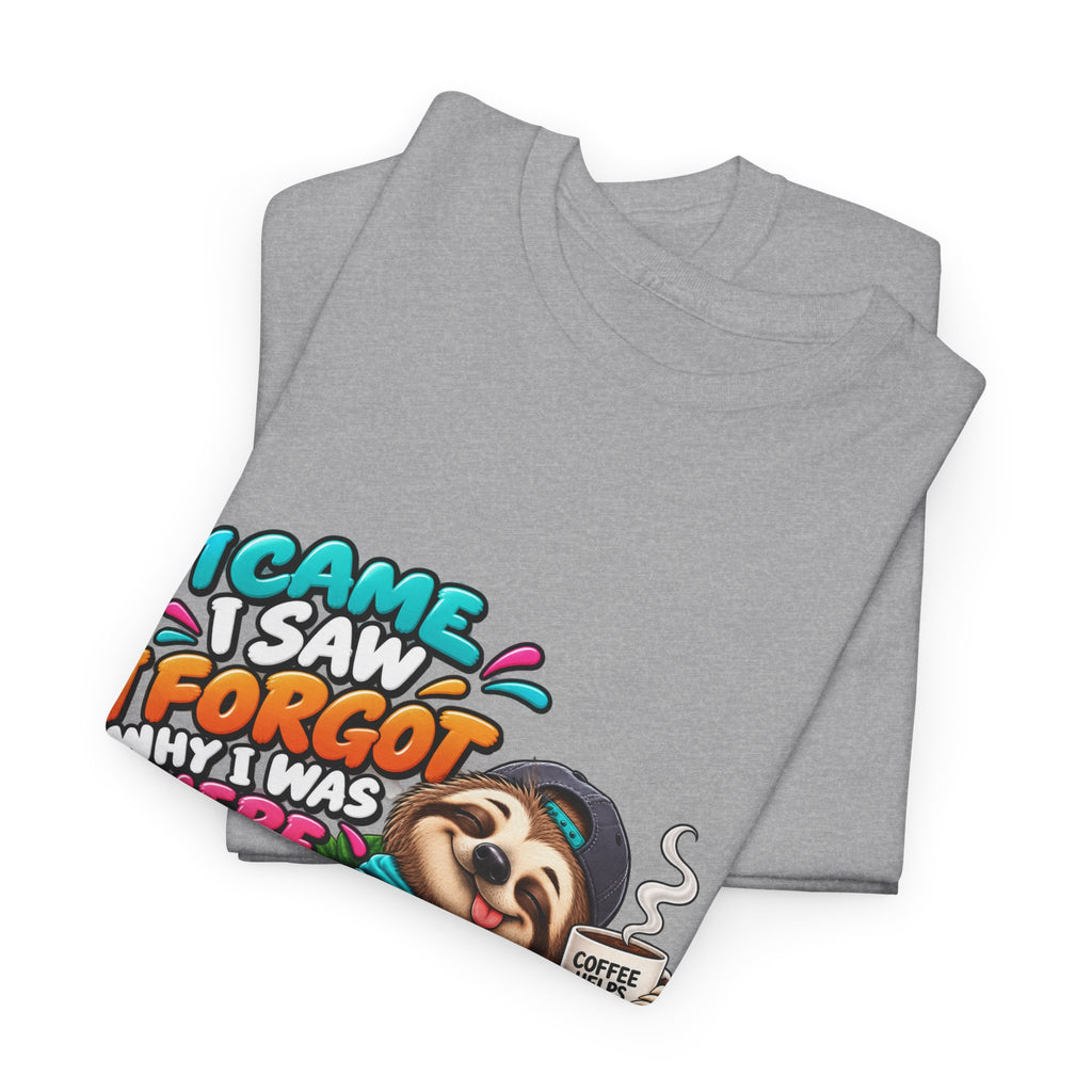 Sloth Puzzle T-Shirt — "I Came, I Saw, I Forgot What I Was Here" Relaxed Tee