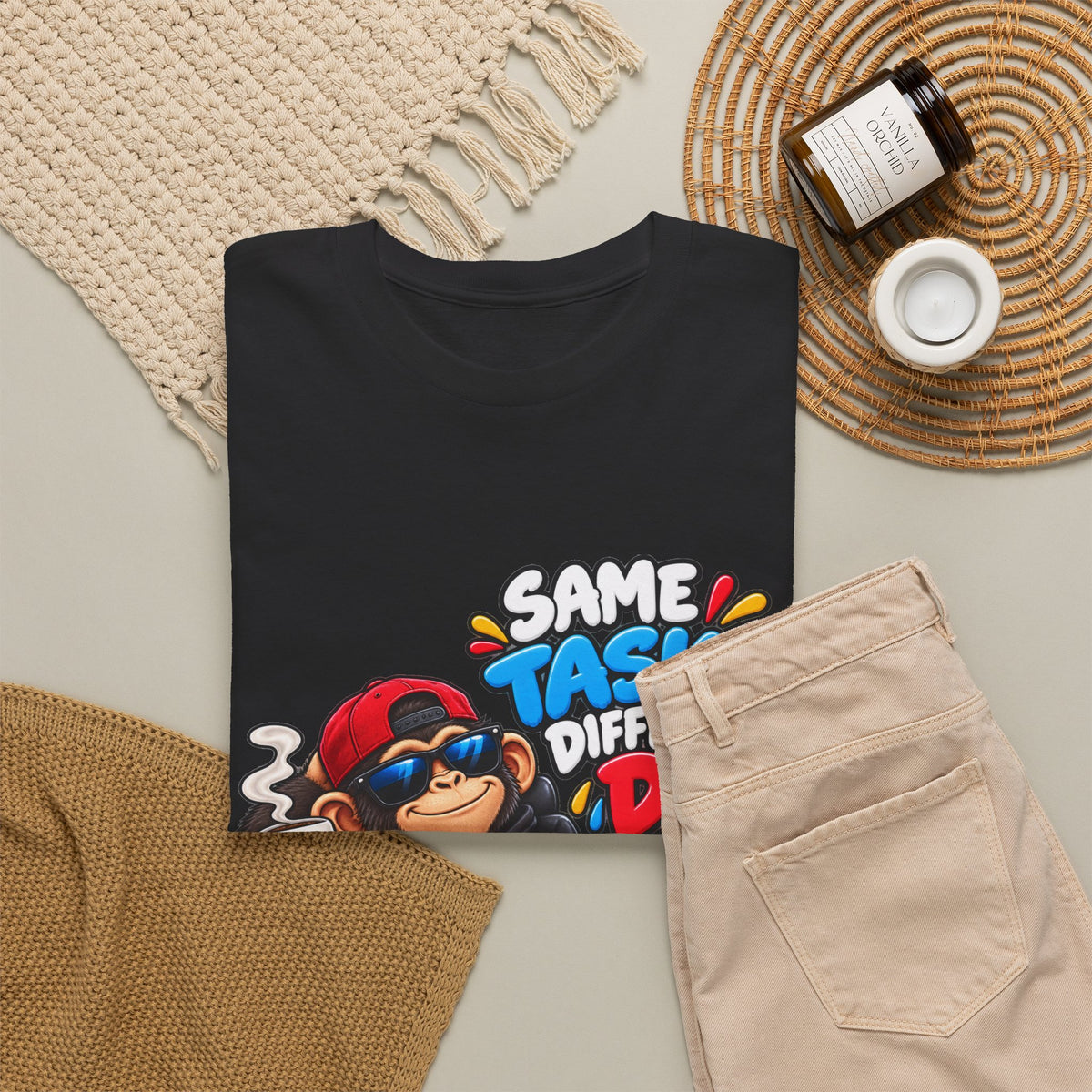 T-Shirt - "Same Tasks Different Day" Relaxed Sloth Workday Graphic Tee