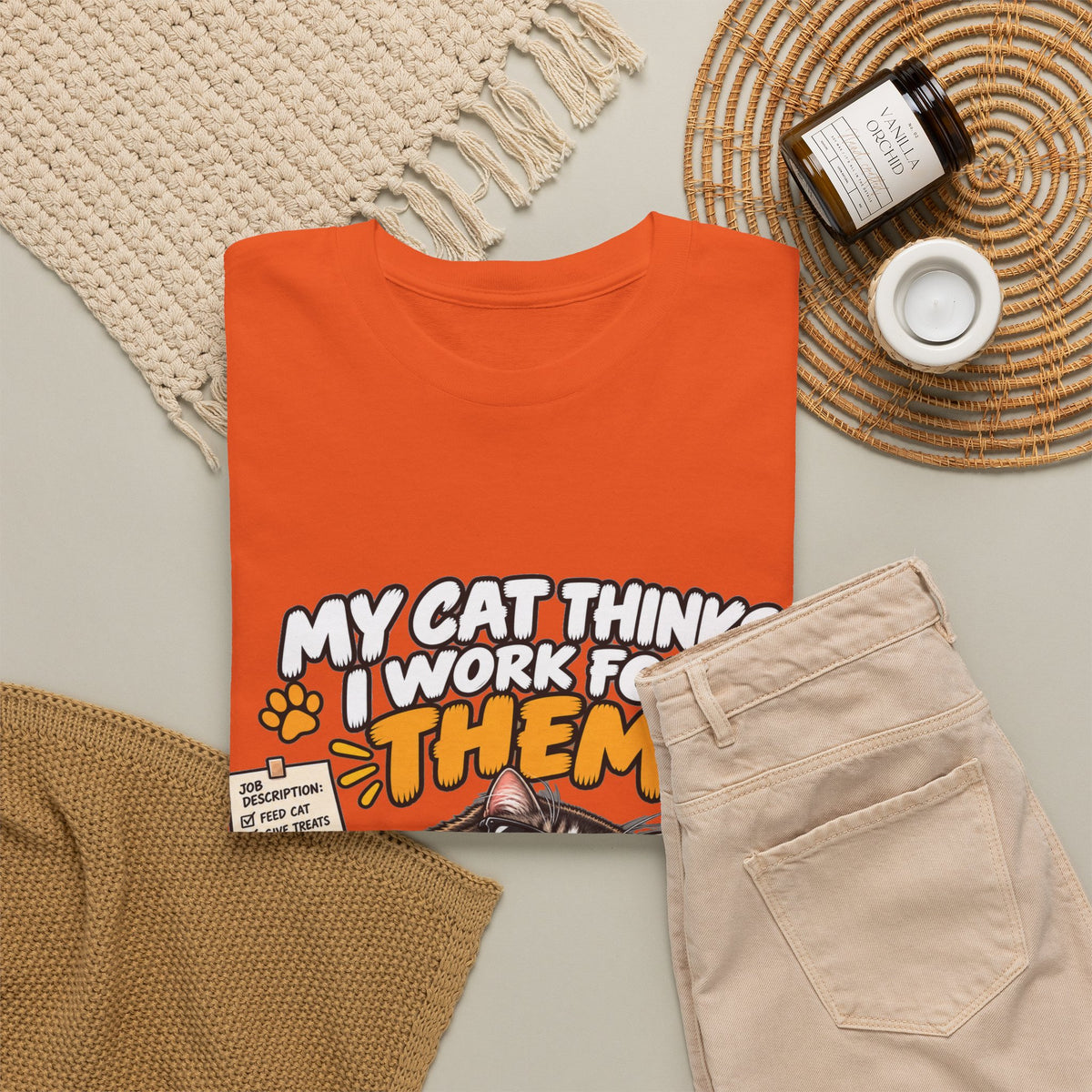 My Cat Thinks I Work For Them T-Shirt — Funny Cat Lover Tee
