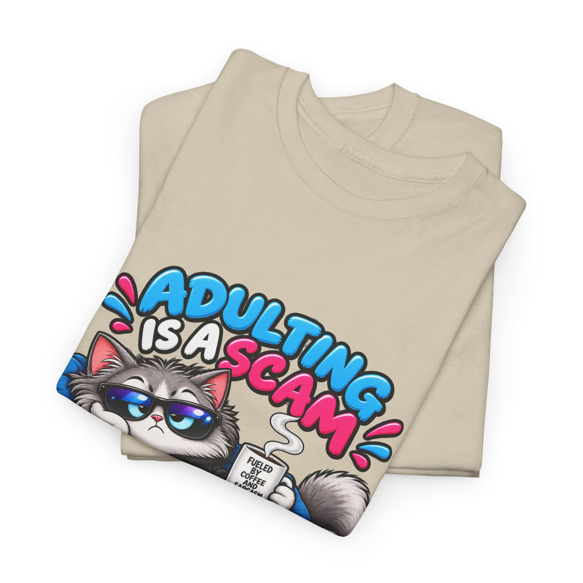 Adulting Is a Scam Cat T-Shirt — I Prefer Naps Instead Funny Graphic Tee