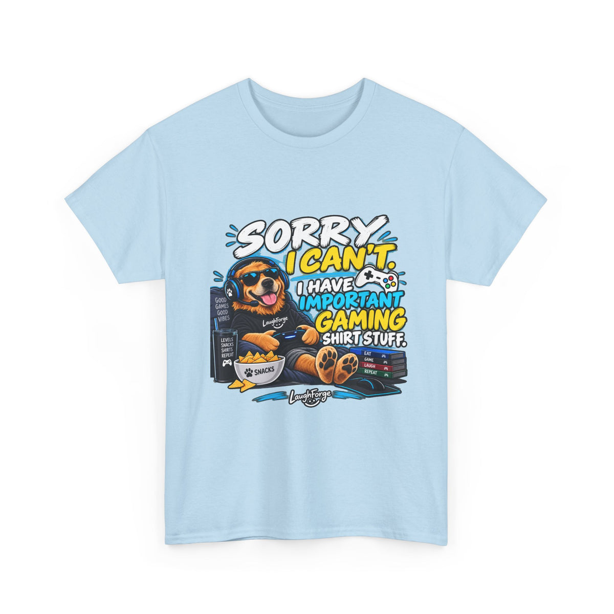 Gaming Dog T‑Shirt — "Sorry I Can’t, I Have Important Gaming Shirtstuff" Funny Gamer Tee