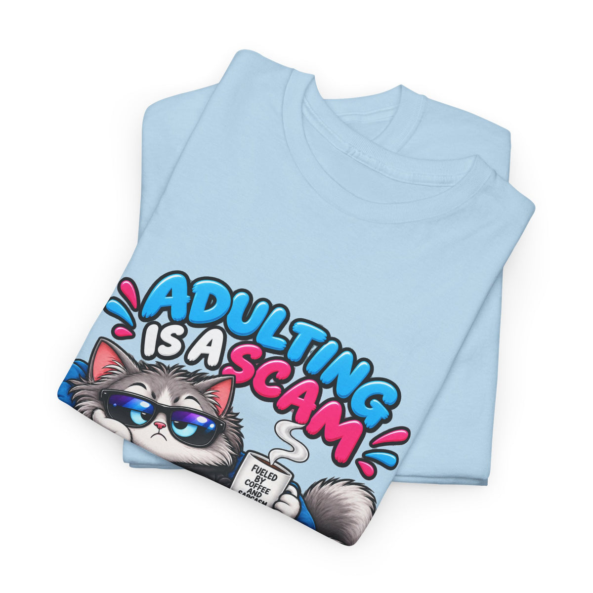 Adulting Is a Scam Cat T-Shirt — I Prefer Naps Instead Funny Graphic Tee