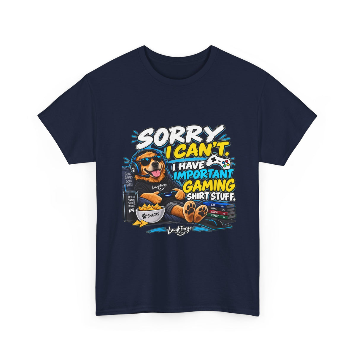 Gaming Dog T‑Shirt — "Sorry I Can’t, I Have Important Gaming Shirtstuff" Funny Gamer Tee