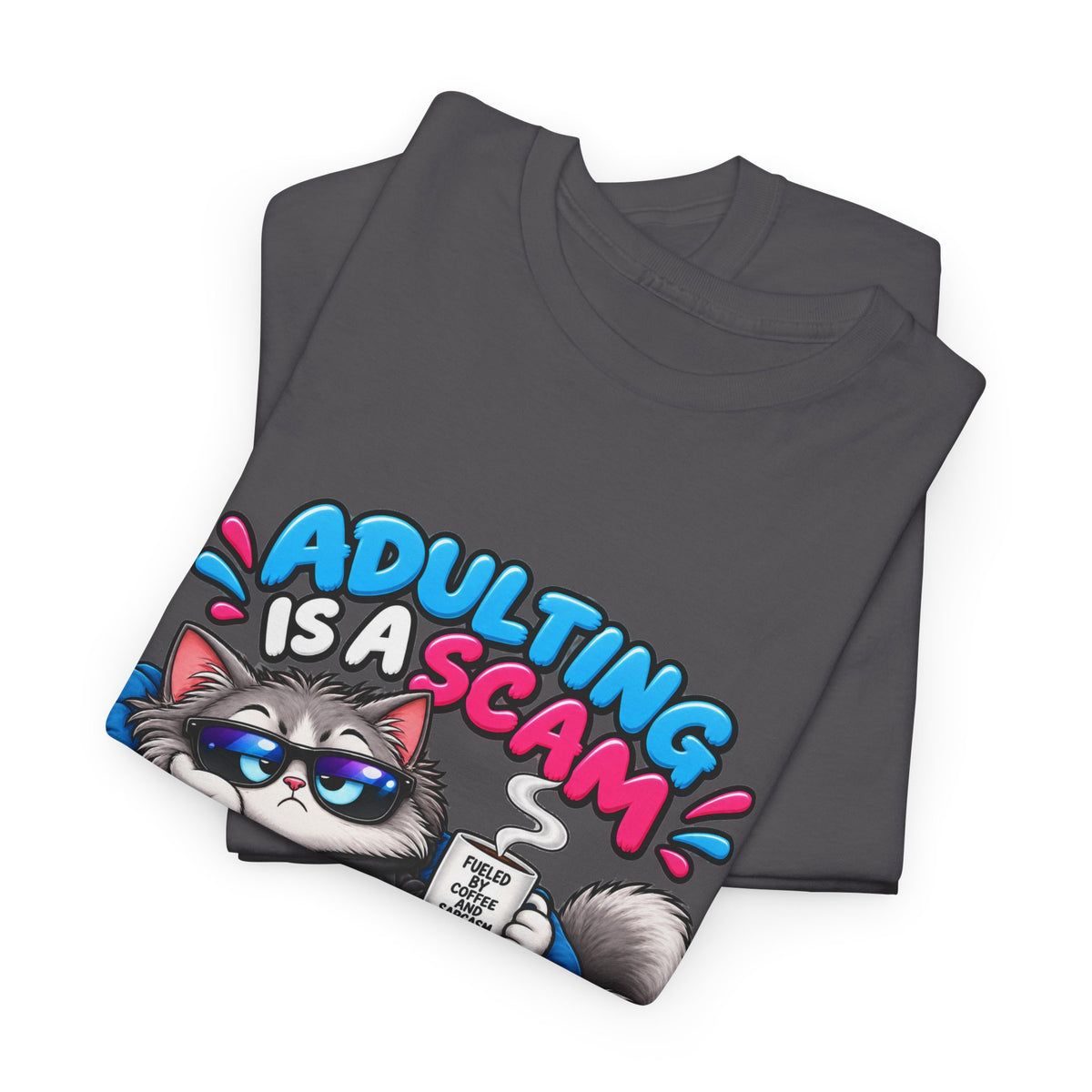 Adulting Is a Scam Cat T-Shirt — I Prefer Naps Instead Funny Graphic Tee