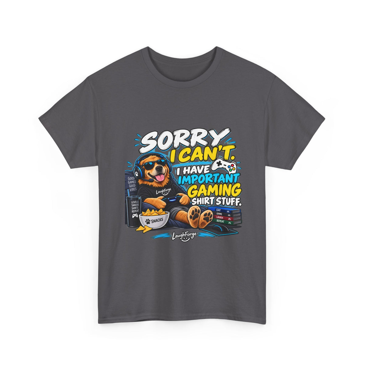 Gaming Dog T‑Shirt — "Sorry I Can’t, I Have Important Gaming Shirtstuff" Funny Gamer Tee