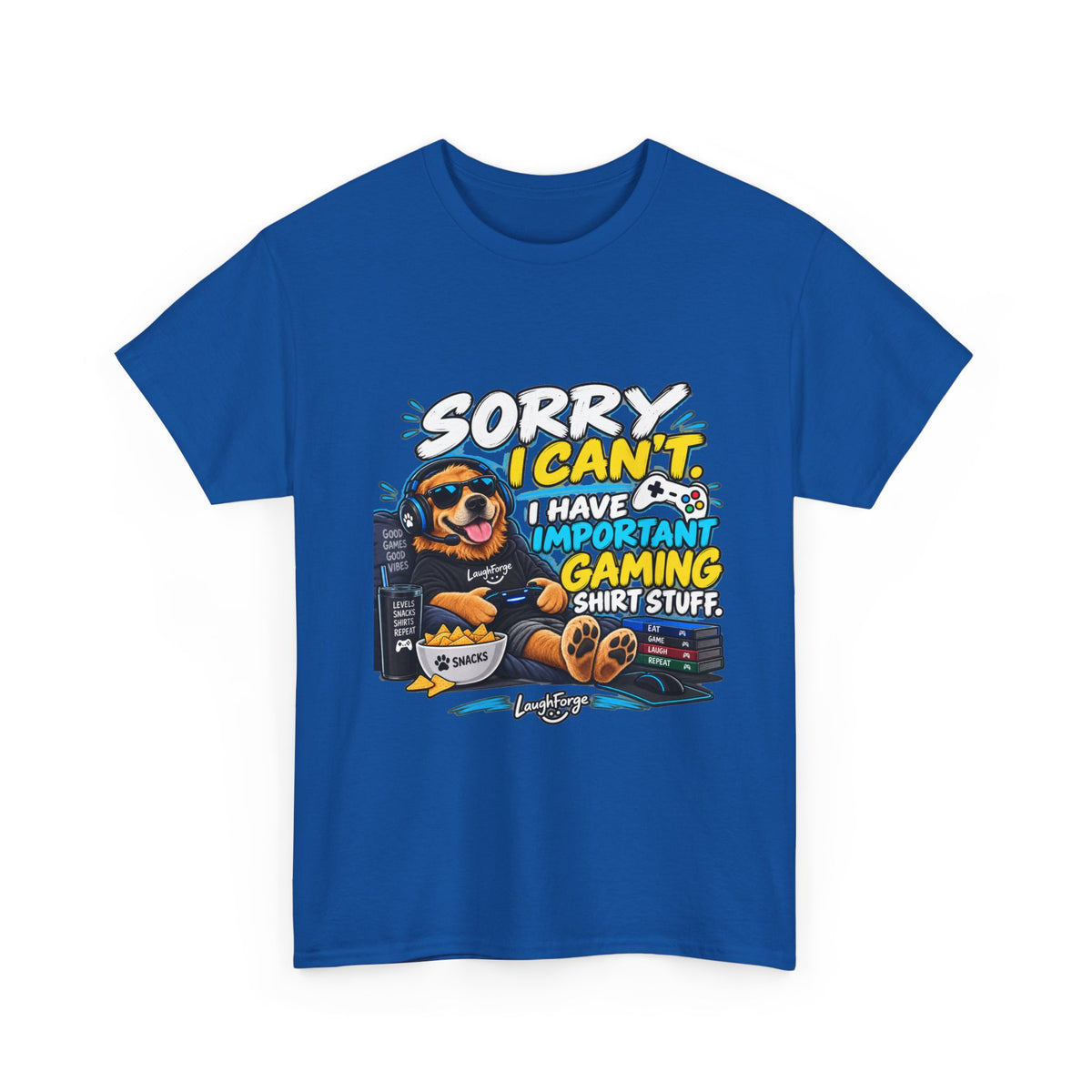 Gaming Dog T‑Shirt — "Sorry I Can’t, I Have Important Gaming Shirtstuff" Funny Gamer Tee