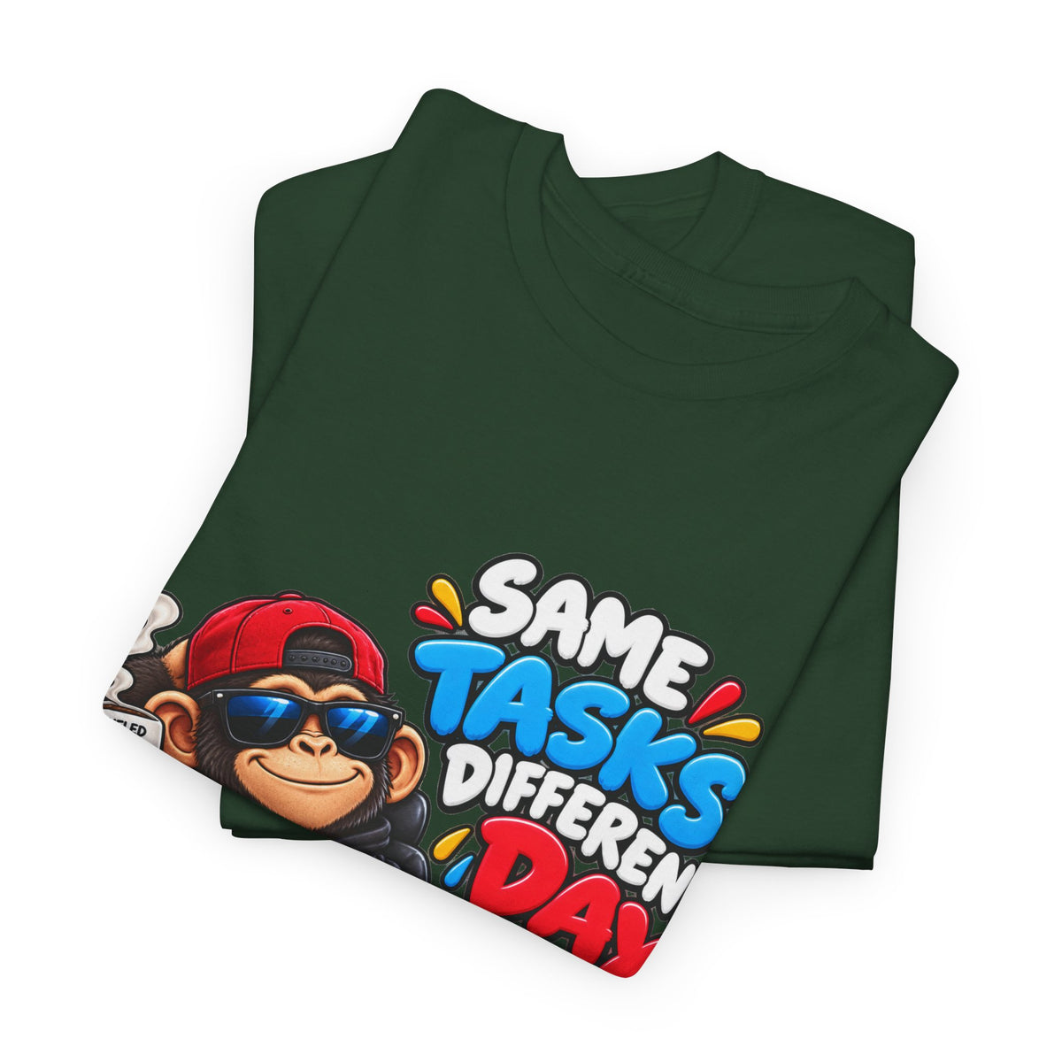 T-Shirt - "Same Tasks Different Day" Relaxed Sloth Workday Graphic Tee